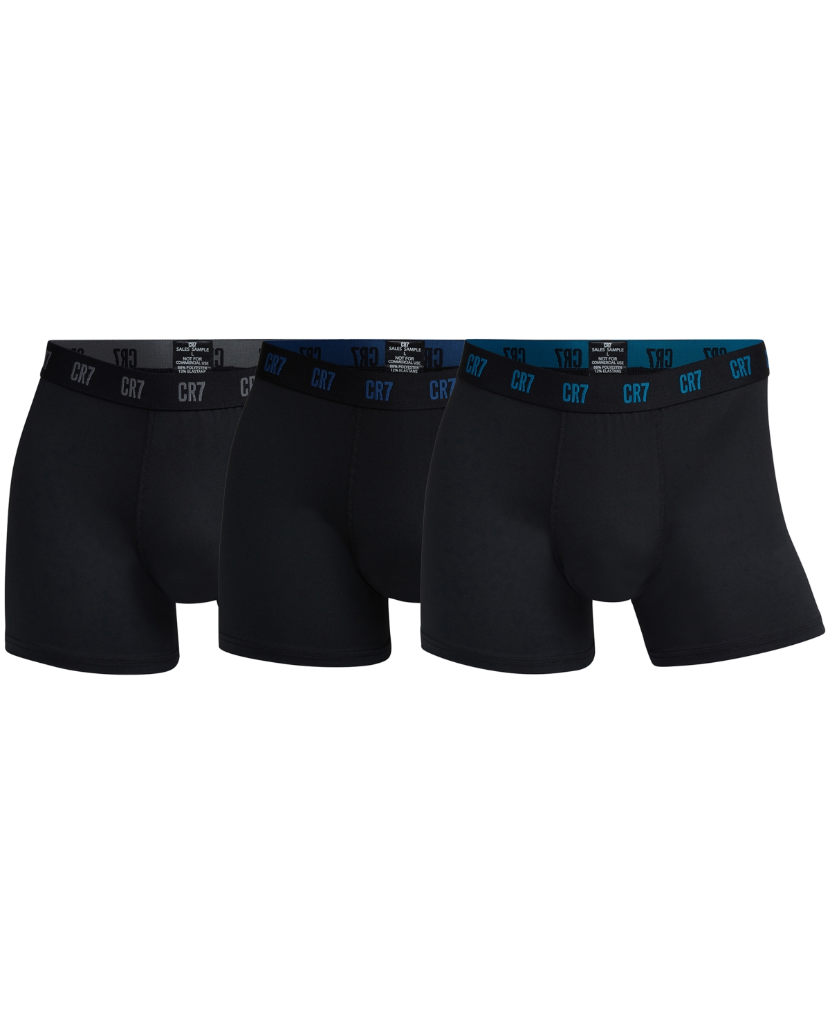 Cr7 Men's Microfiber Blend Comfort Waistband Trunks, Pack Of 3 In Black