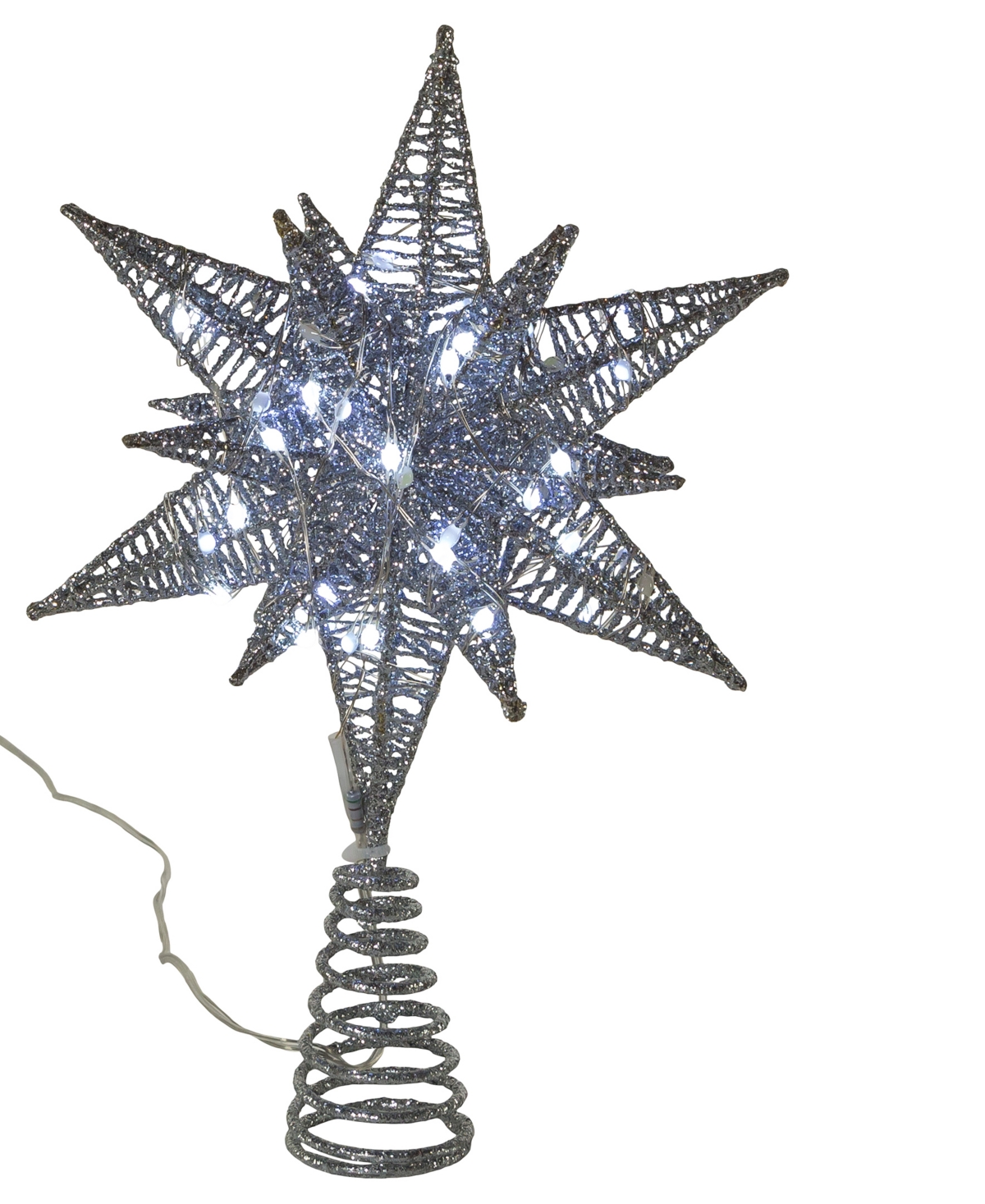 Kurt Adler 11" Pre-lit Twinkling Led 60-light Starburst Tree Topper In Clear