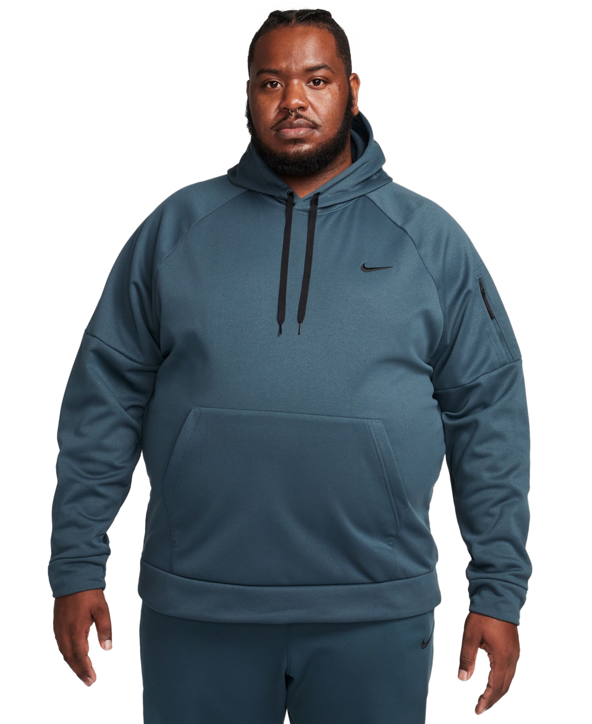 Nike Men's Therma-fit Long-sleeve Logo Hoodie In Deep Jungle,black