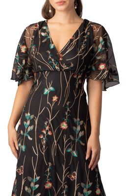 Women's Embroidered Elegance Evening Gown with Sleeves