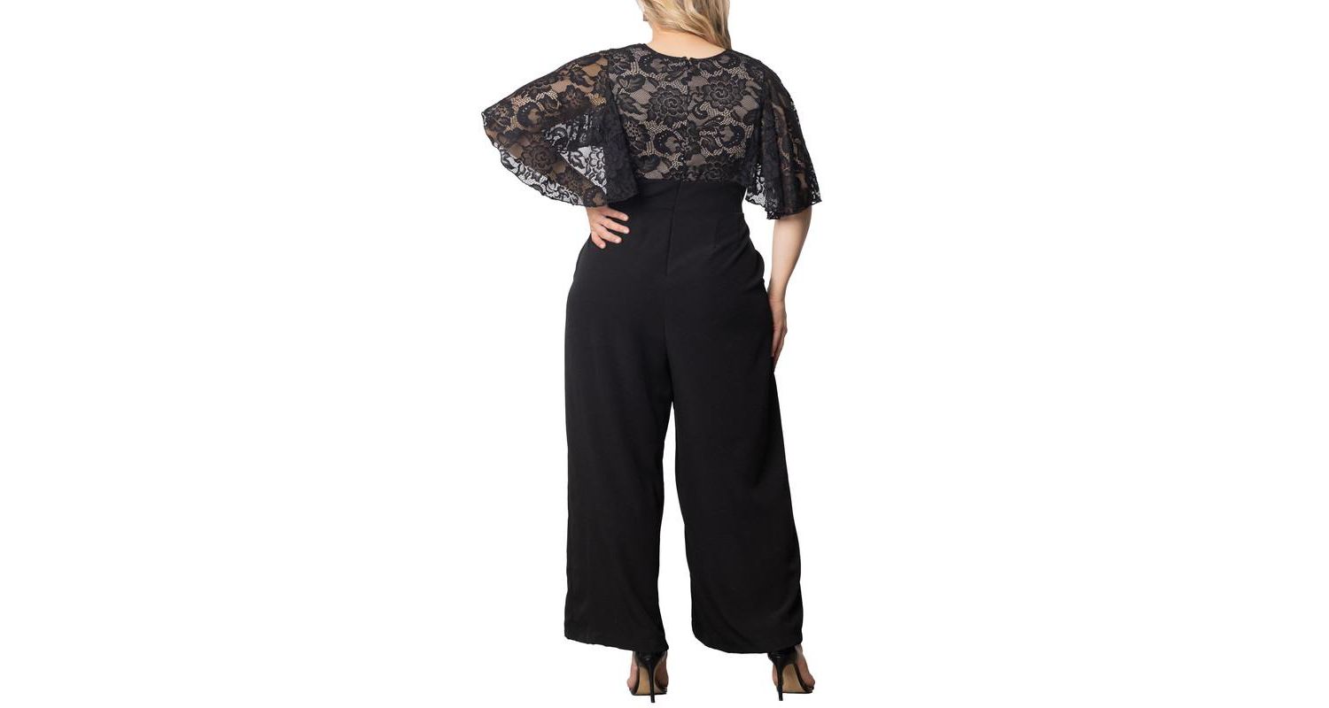 Plus Size Alluring Sequins Lace Formal Jumpsuit
