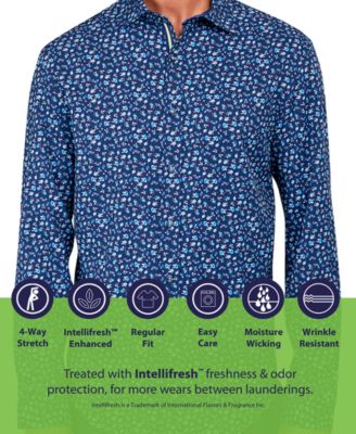 Men's Regular-Fit Non-Iron Performance Stretch Patchwork-Print Button-Down Shirt