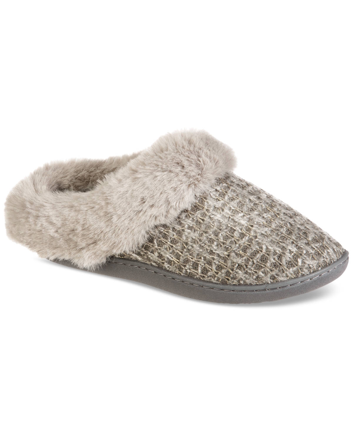 Isotoner Signature Women's Samantha Sweater Knit Hoodback Boxed Slippers In Ash Grey
