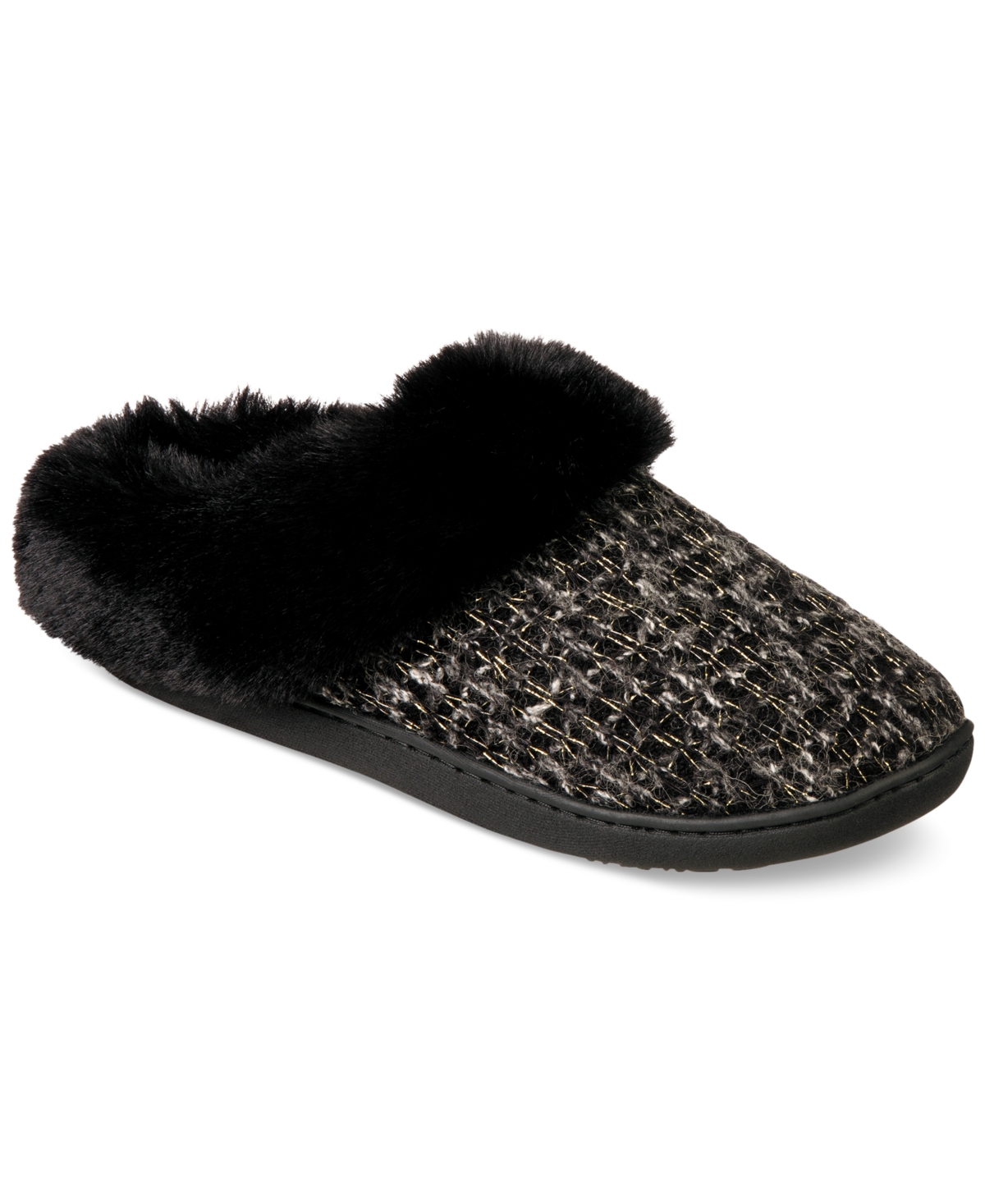 Shop Isotoner Signature Women's Samantha Sweater Knit Hoodback Boxed Slippers In Black