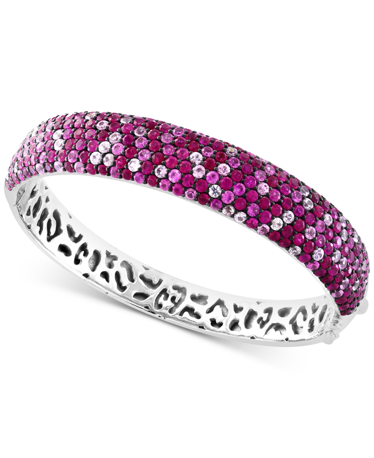 Effy Collection Ruby (7-1/3 Ct. T.w.) & Pink Sapphire (7-1/3 Ct. T.w.) Ombre Bangle Bracelet In Sterling Silver