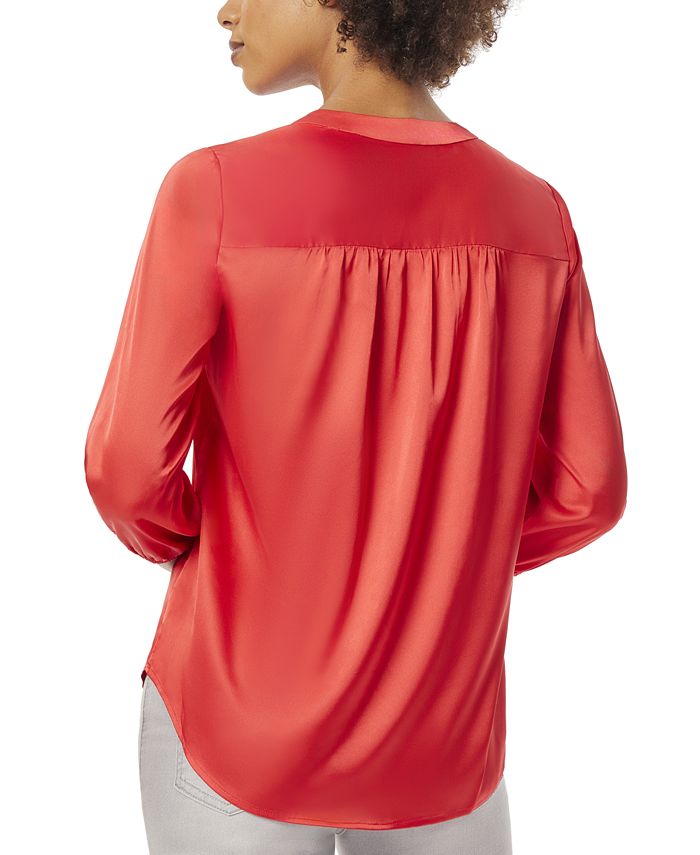 Jones New York Women's V-Neck Pleated-Back 3/4-Sleeve Blouse - Macy's