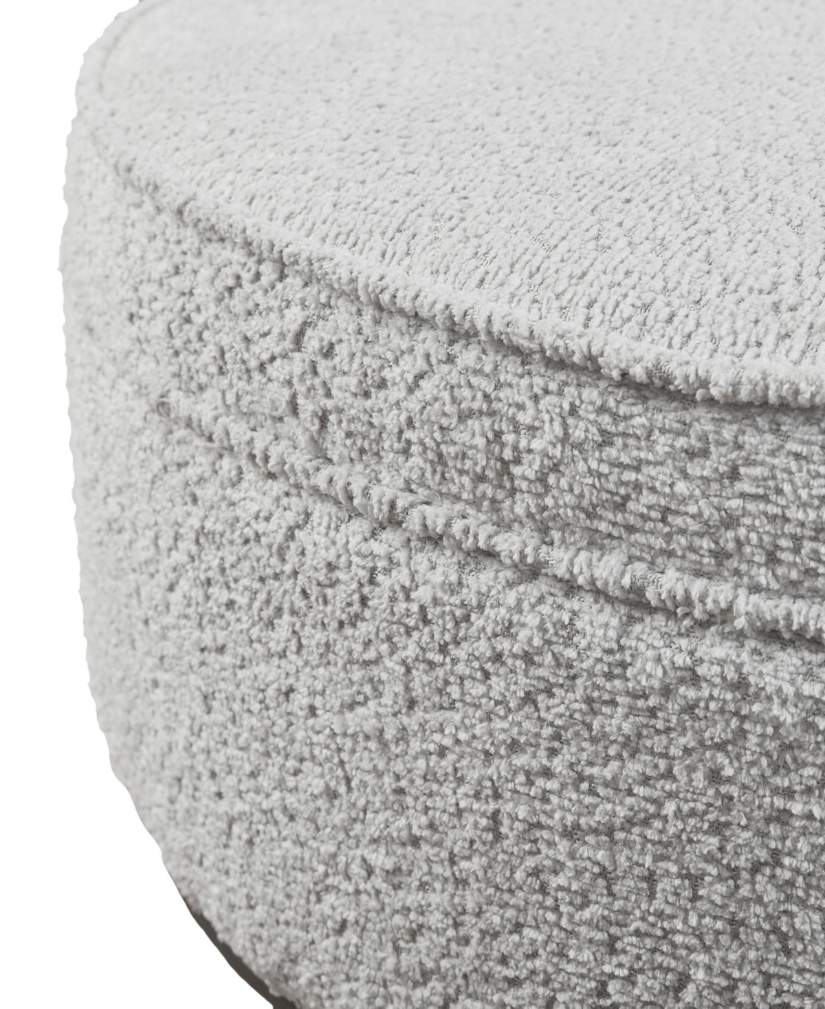 Madison Park Harriet 34" Wide Fabric Upholstered With Metal Base Round Cocktail Ottoman In Gray