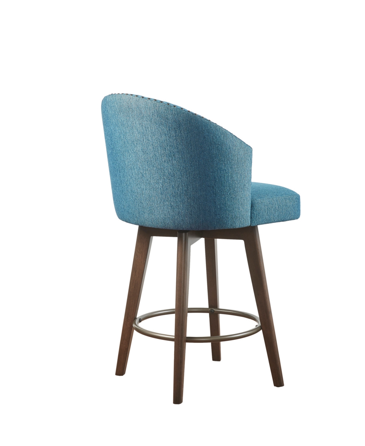 Shop Madison Park Onyx 20.5" Wide Fabric Upholstered 360 Degree Swivel Counter Stool In Blue