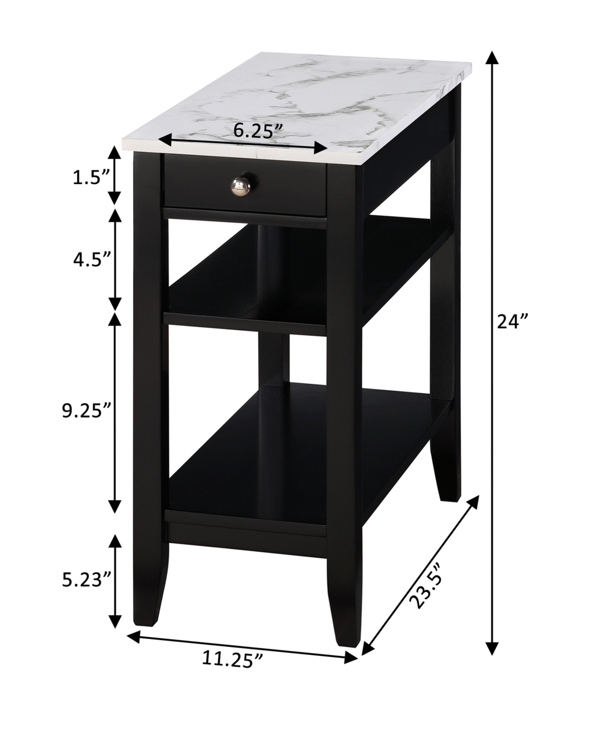 Shop Convenience Concepts 23.5" Mdf Ah 1 Drawer Chairside End Table In White Faux Marble,white
