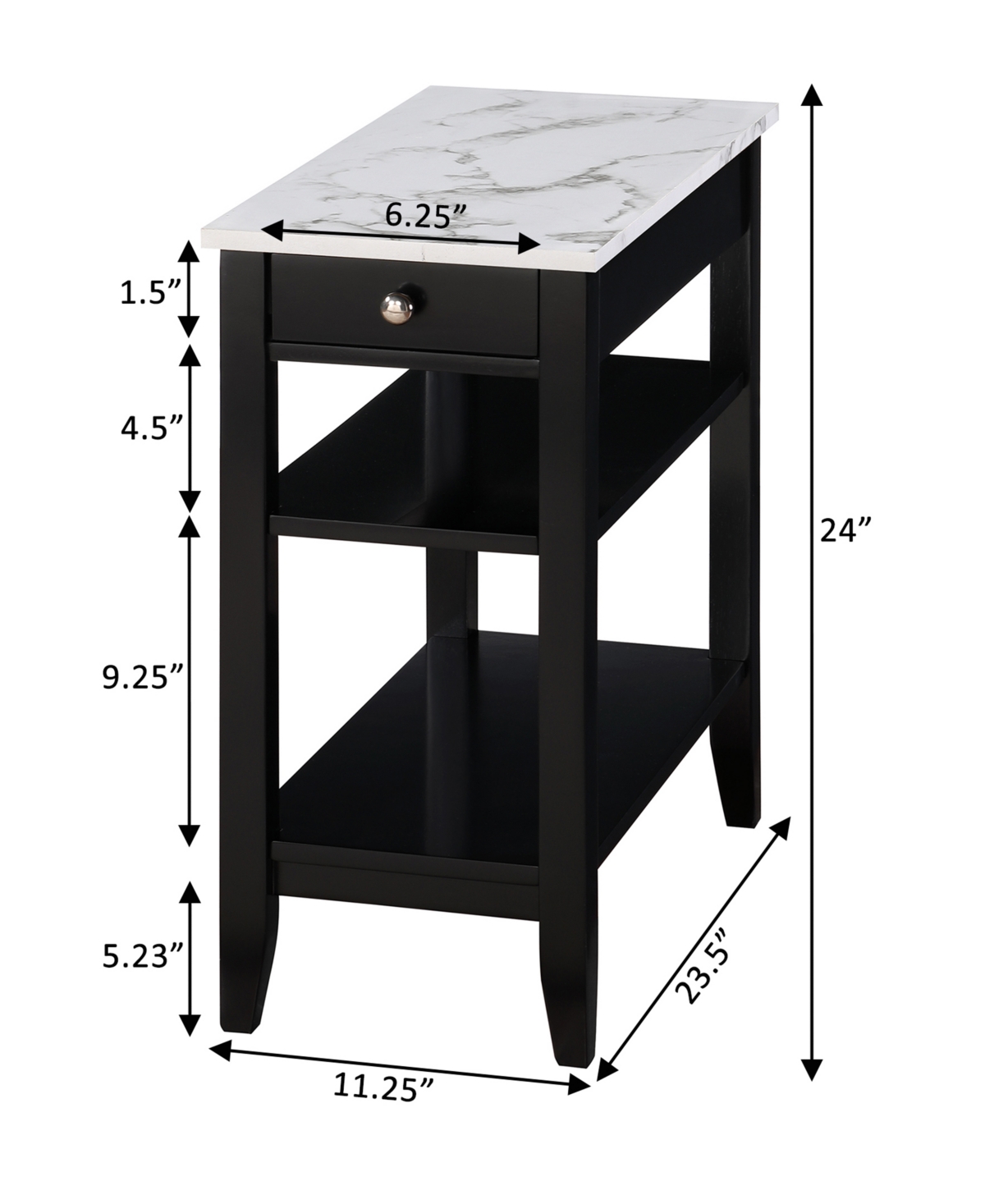 Shop Convenience Concepts 23.5" Mdf Ah 1 Drawer Chairside End Table In White Faux Marble,black