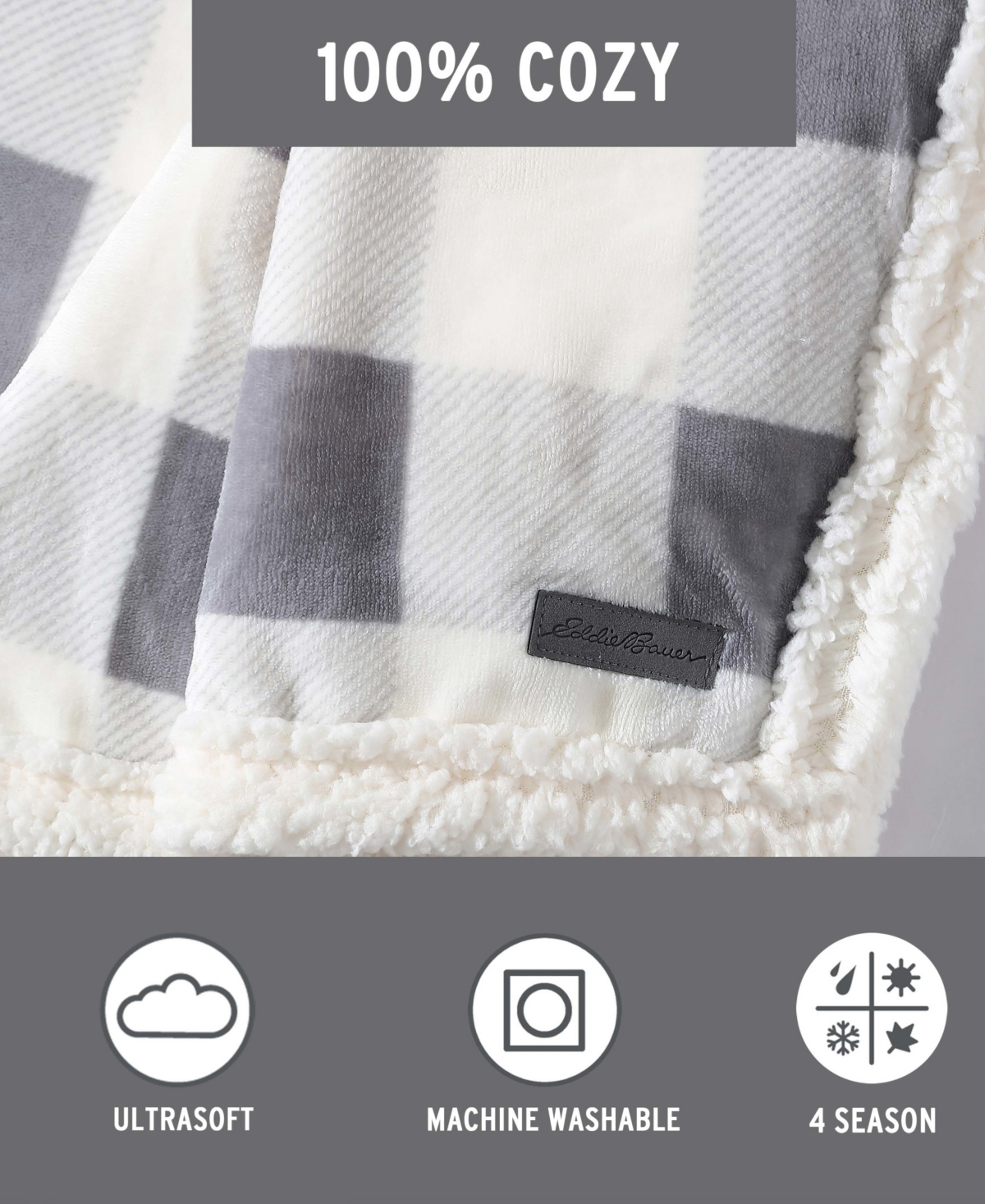 Eddie Bauer Mountain Plaid Ultra Soft Throw, 50" x 60"