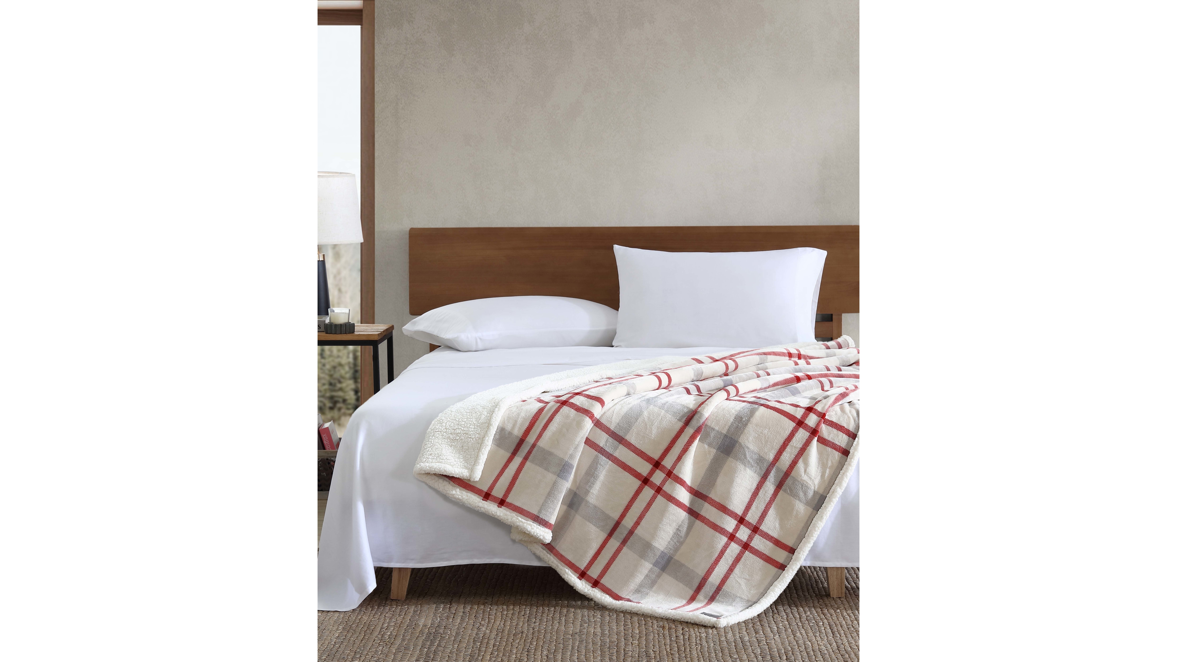 Eddie Bauer Newcastle Ultra Soft Plush Fleece Reversible Throw, 60" x 50"