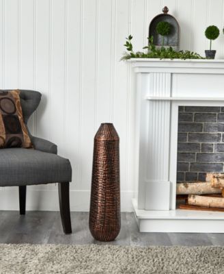 26" Tall Embossed Metal Tower Vase