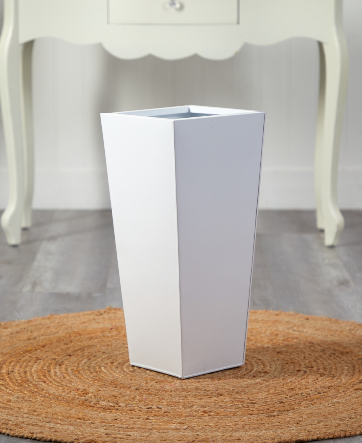 Nearly Natural 22" Decorative Metal Tower Planter In White