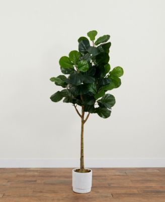72" Artificial Fiddle Leaf Fig Tree with Decorative Planter