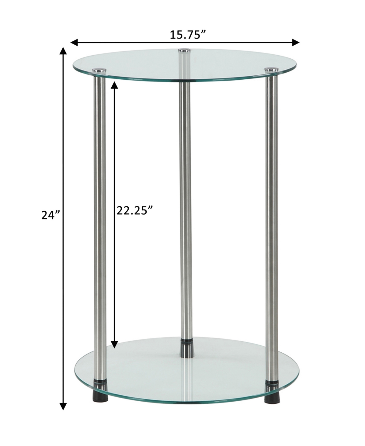 Shop Convenience Concepts 15.75" Glass Designs2go 2 Tier Round End Table