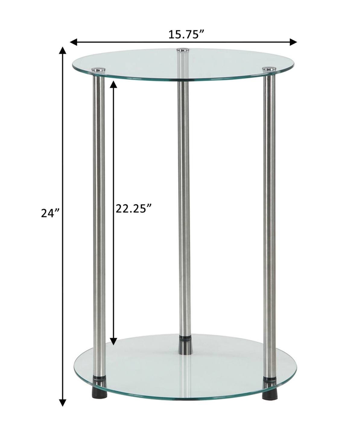 Convenience Concepts 15.75" Glass Designs2go 2 Tier Round End Table In Glass