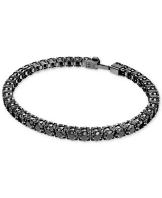 Теннисный браслет из гагатового хрусталя Swarovski со средним рутениевым покрытием