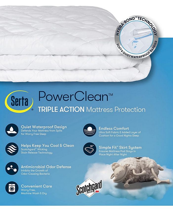 Serta Power Clean Max Action WaterResistant Mattress Pad, Twin Macy's