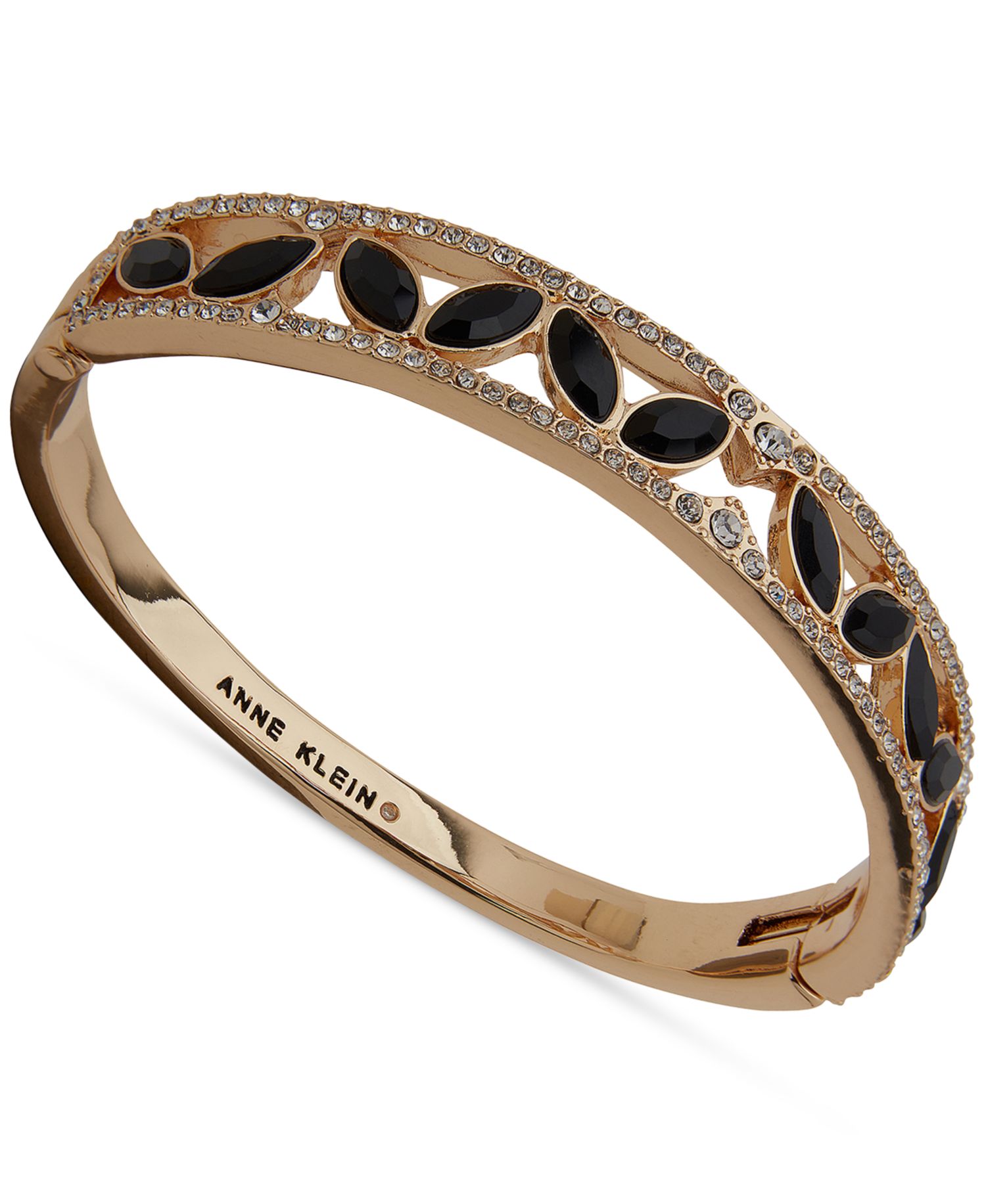 Women's Boxed Gold-Tone Crystal Hinge Bangle Bracelet