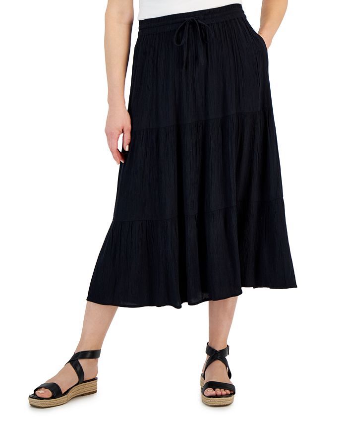 Style & Co Women's Drawstring Tiered Midi Skirt, Created for Macy's ...