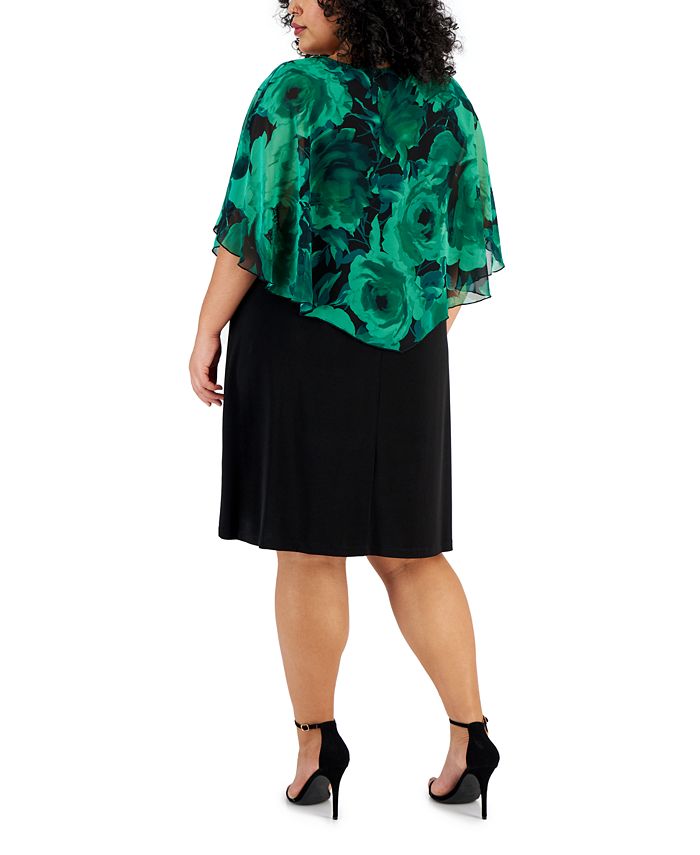 Connected Plus Size Printed Overlay V-Neck Sheath Dress - Macy's