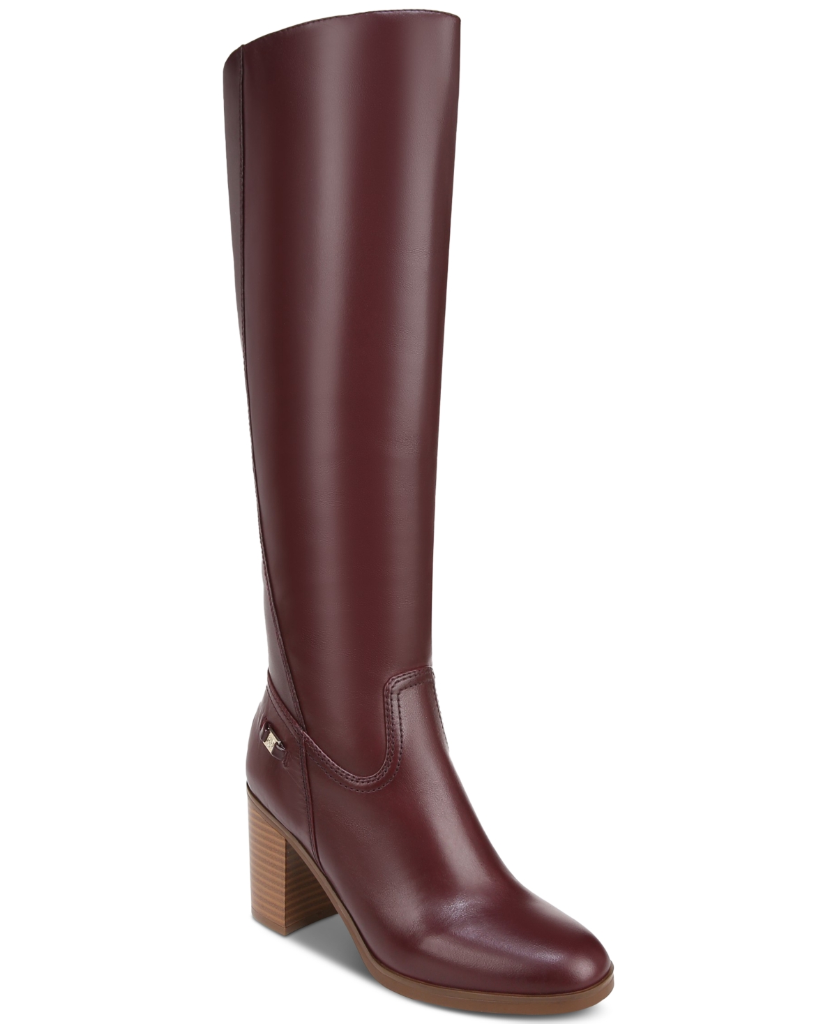 Women's Odettee Memory Foam Block Heel Knee High Riding Boots, Created for Macy's - Wine Leather