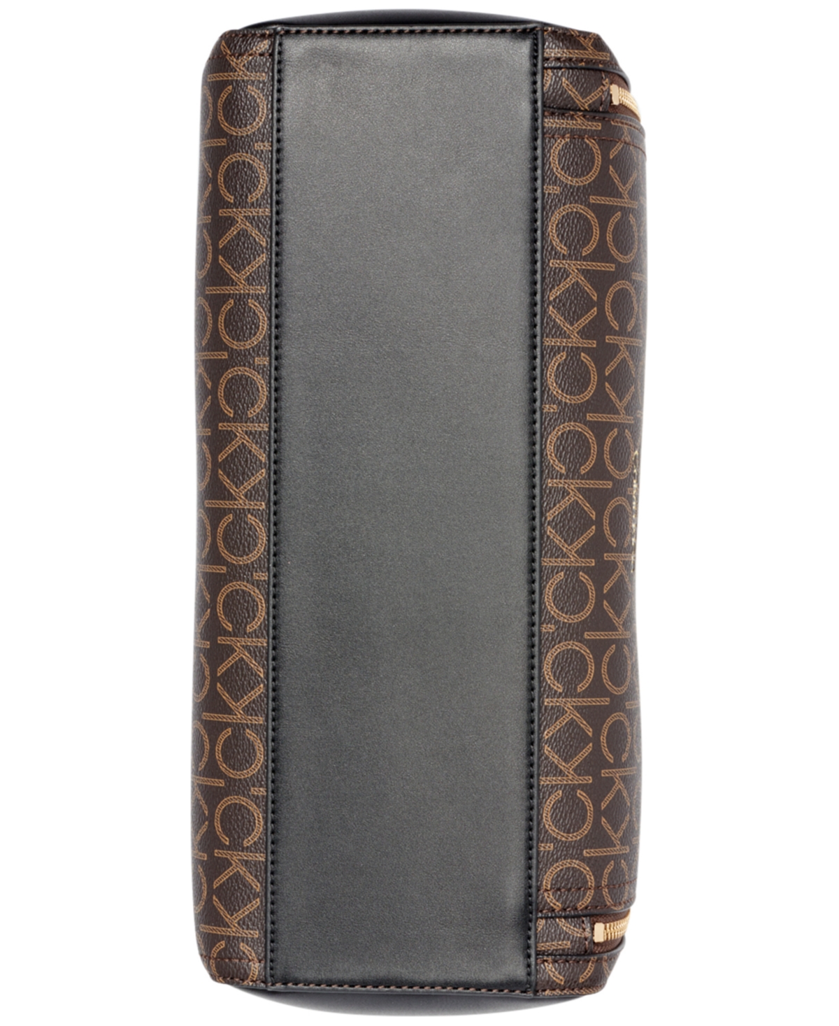 Calvin Klein Garnet Signature Triple Compartment Top Zipper Satchel In Brown