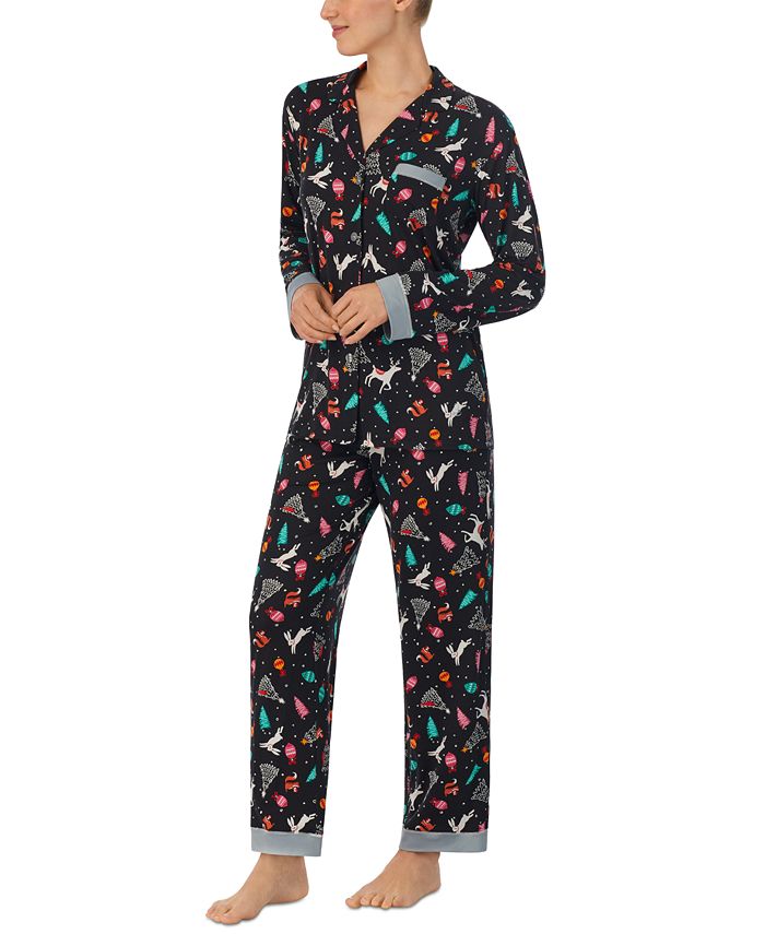 Cuddl Duds Women's 2Pc. Printed NotchedCollar Pajamas Set Macy's
