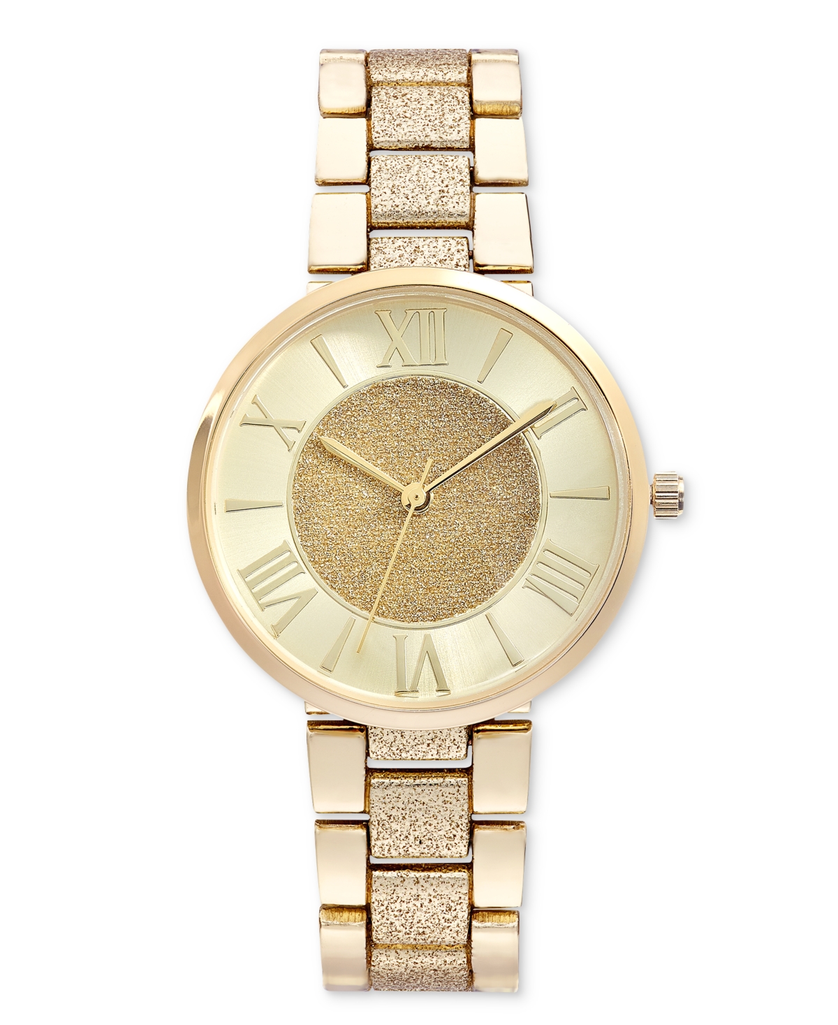 Inc International Concepts Women's Glitter Gold-tone Bracelet Watch 36mm, Created For Macy's