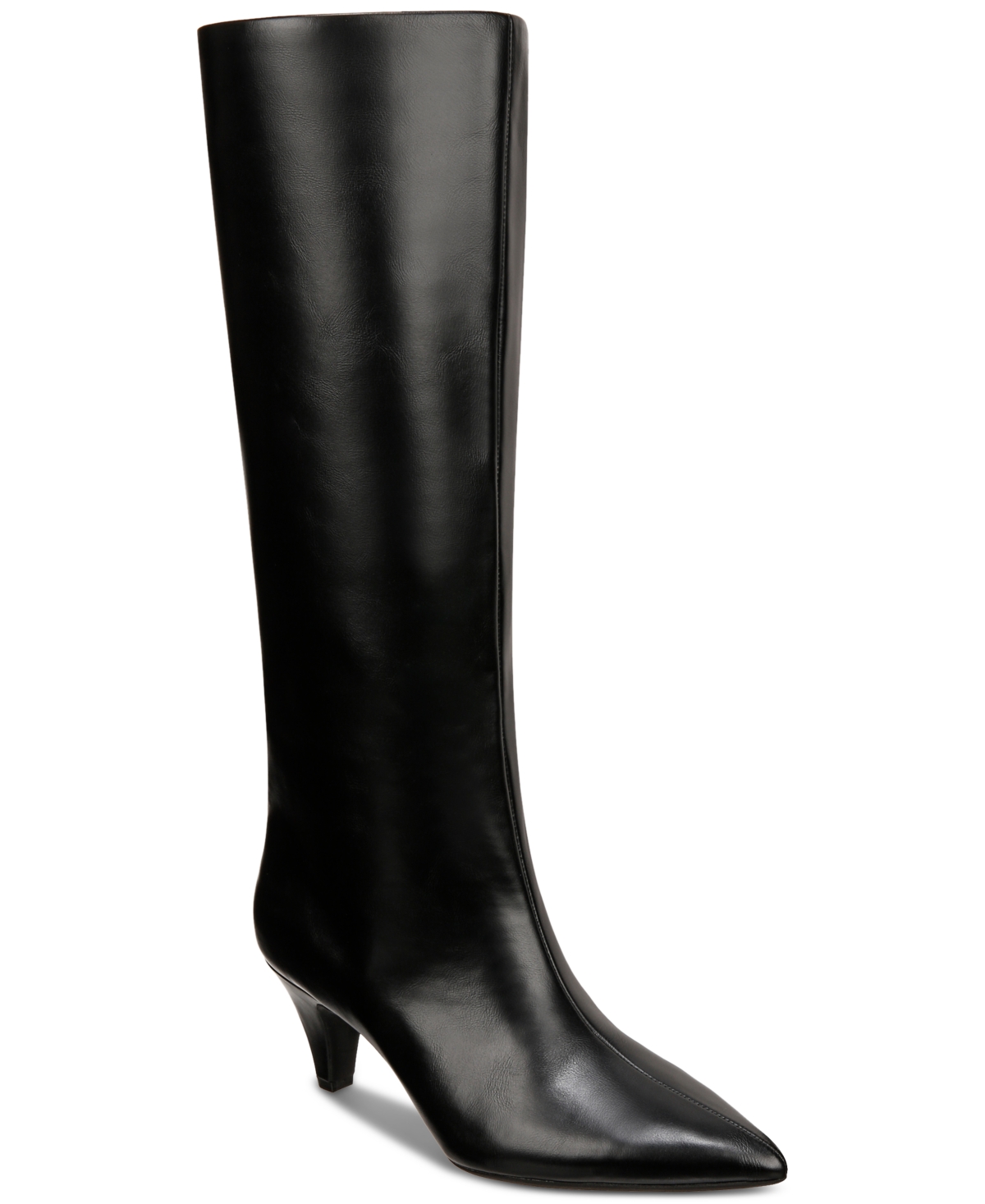 Shop Alfani Women's Kaiaa Knee High Stovepipe Boots, Created For Macy's In Black Smooth