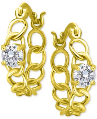 Giani Bernini Cubic Zirconia Chain Link Small Hoop Earrings, 0.625 ...