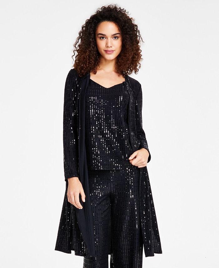 Anne Klein Women's Linear Shine Topper Jacket, Created for Macy's - Macy's