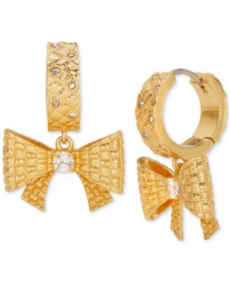 kate spade new york - Gold-Tone Wrapped in a Bow Huggie Drop Earrings