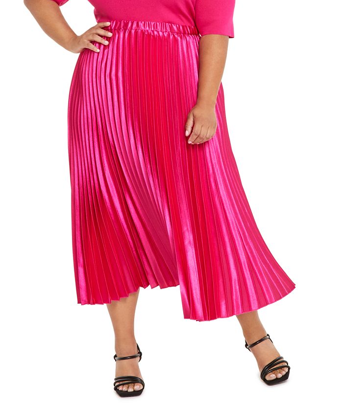 Anne Klein Plus Size Satin Pull On Pleated Skirt Macy s