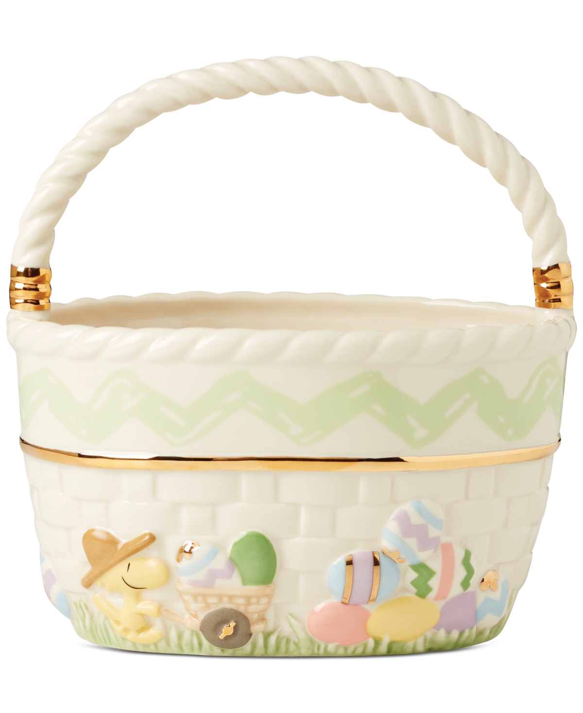 Lenox Peanuts Snoopy & Woodstock Porcelain Easter Basket In Multi And Ivory