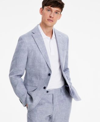 Tommy Hilfiger - Men's Modern-Fit Blue Plaid Linen Suit Separate Jacket