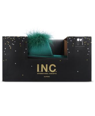 I.N.C. International Concepts Women's Satin Pom Slide Boxed Slippers, Created for Macy's