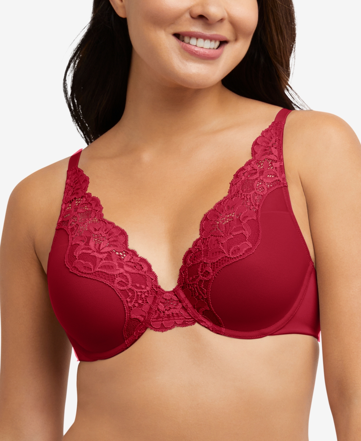 Bali One Smooth U Confort Stretch Lace Uw Df0084 In Smart Red