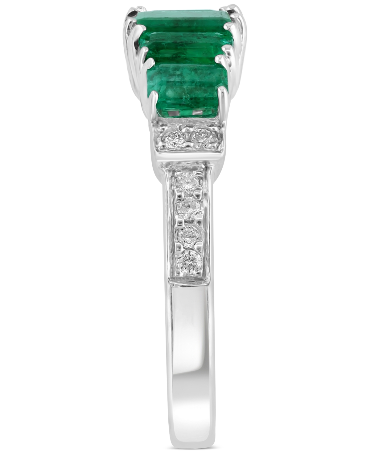 Effy Emerald (1-3/8 ct. t.w.) & Diamond (1/10 ct. t.w.) Statement Ring - Sterling Silver