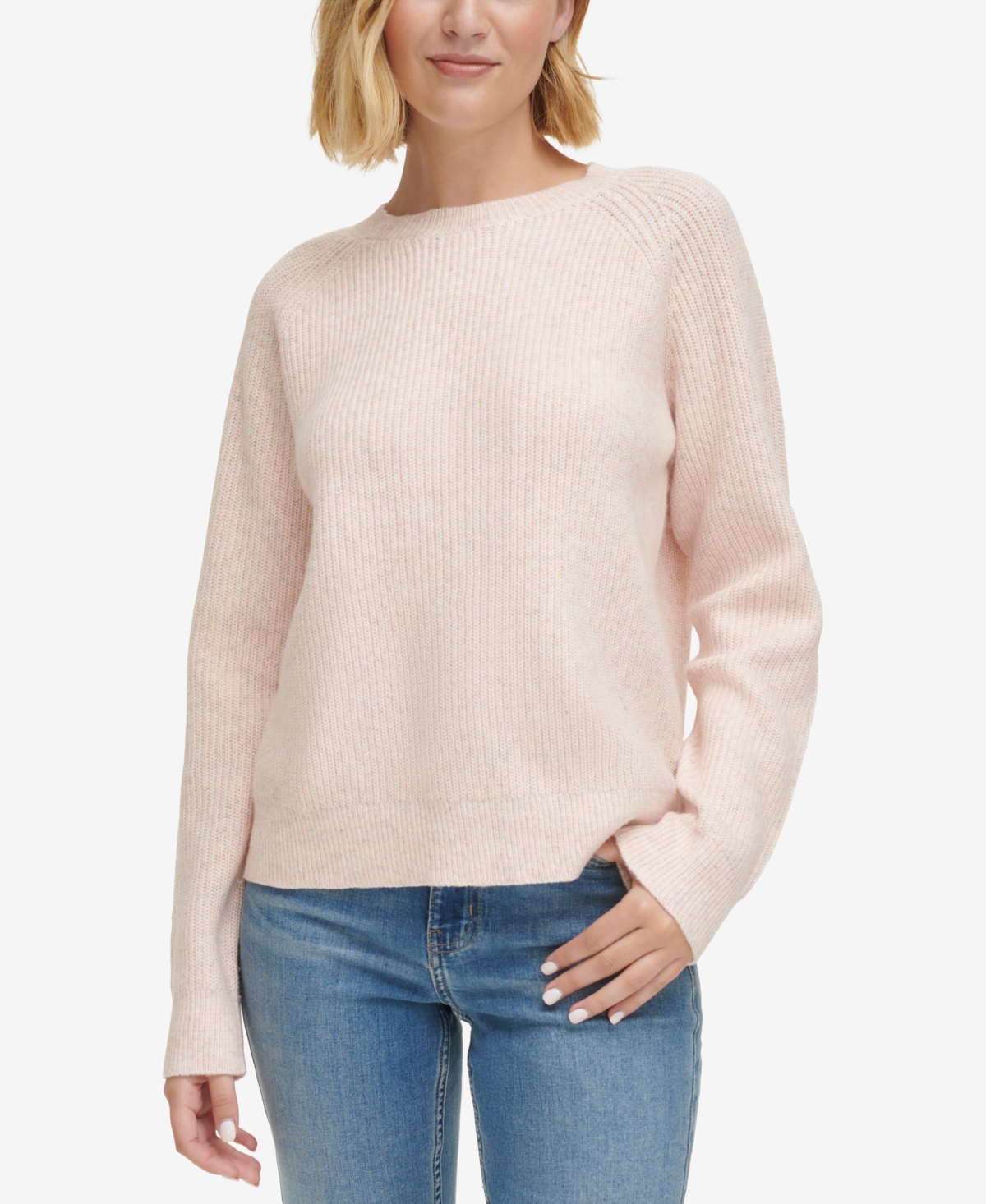 Calvin Klein Jeans Est.1978 Women's Ribbed Raglan-sleeve Sweater In Adora Heather