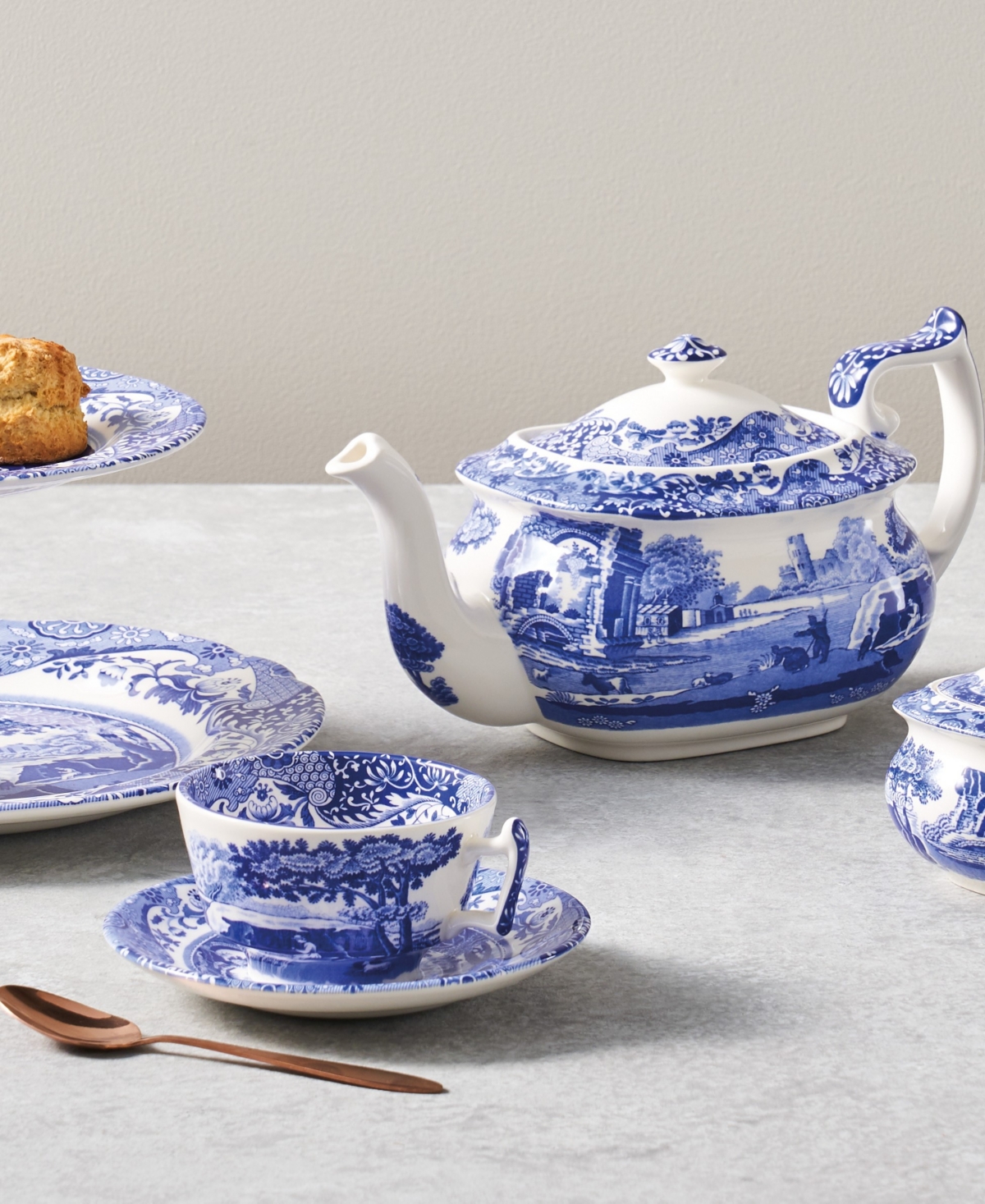 Spode Blue Italian Tea Serving Set In Blue