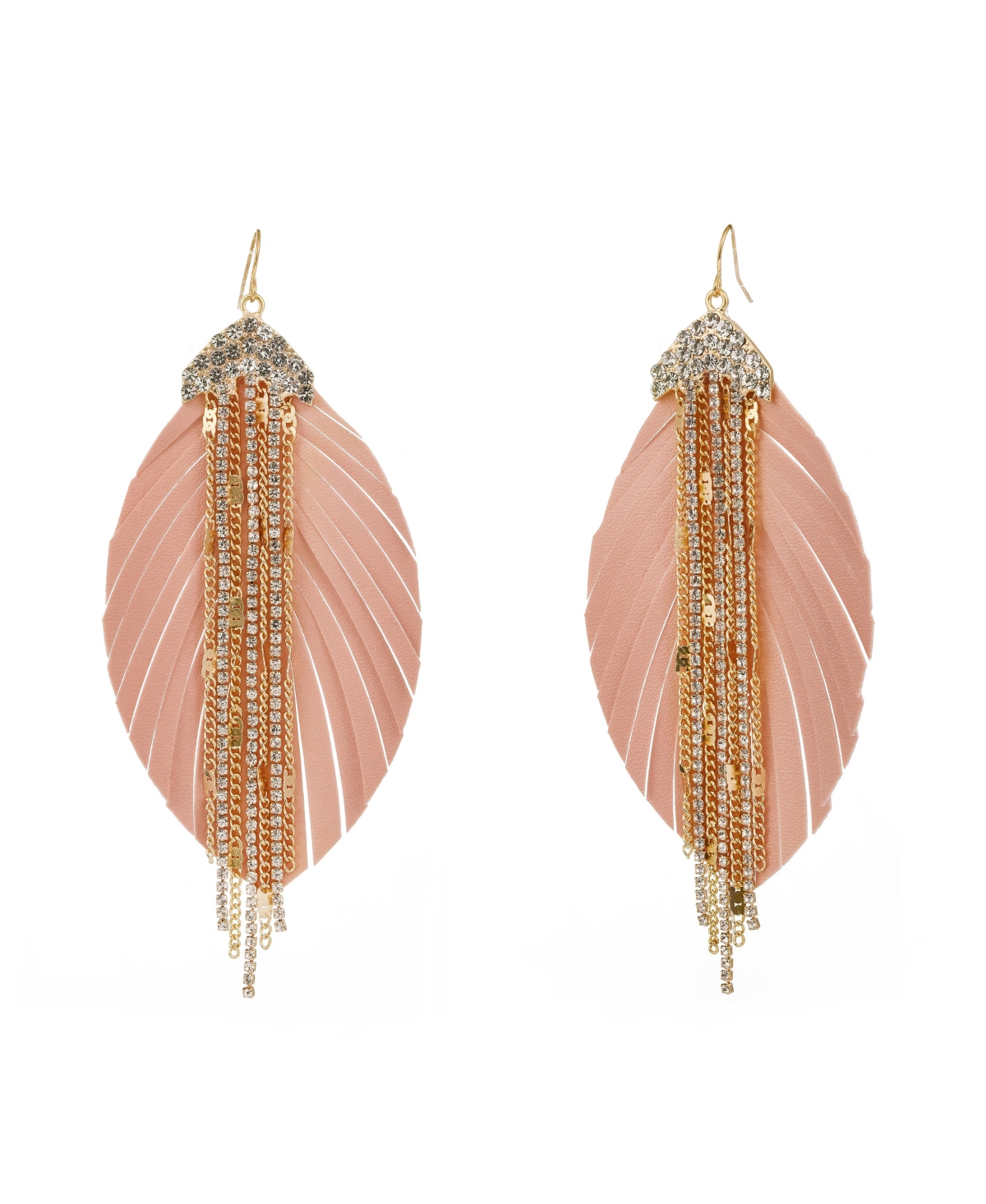 Fabric Feather Earring - Light/pastel pink