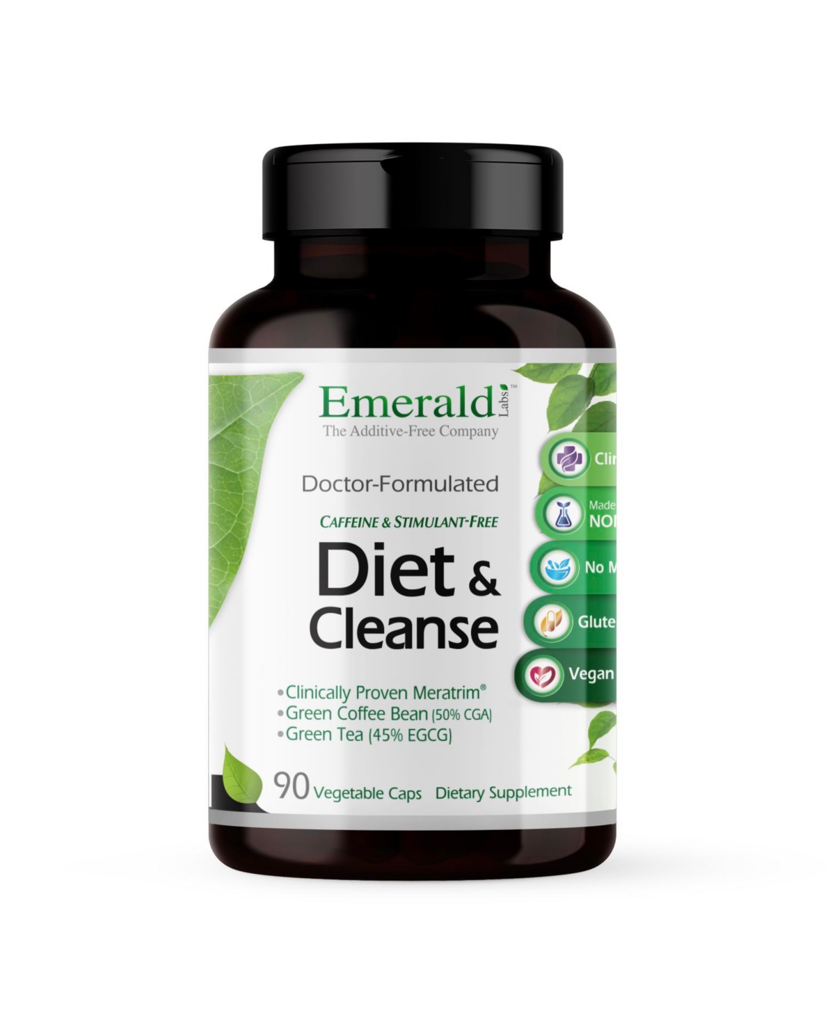 Diet & Cleanse - With Meratrim, Green Tea, Green Coffee Bean, Glucomannan, Milk Thistle, and Triphala - 90 Vegetable Capsules
