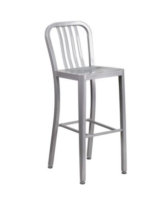 Santorini 30 Inch Galvanized Steel Indoor/Outdoor Counter Bar Stool With Slatted Back And Powder Coated Finish