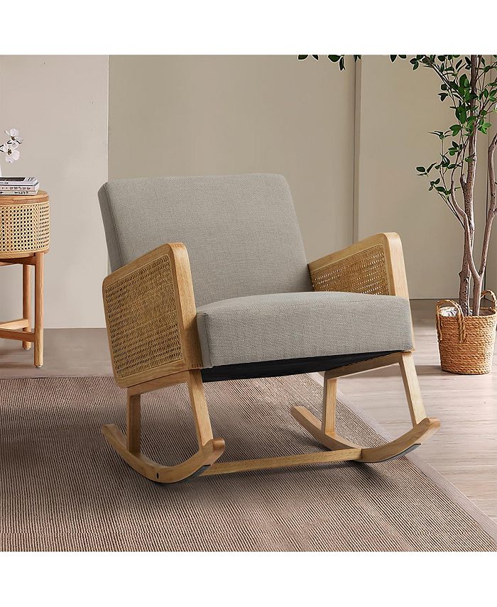Simplie Fun Trachin Rocking Chair with Rattan Arms Macy s