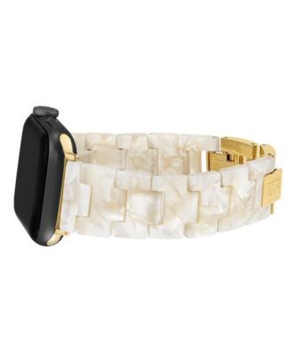 Women's Marbleized Ivory Acetate and Gold-Tone Alloy Metal Bracelet designed for Apple Watch&reg; 42mm (Series 10) & 38/40/41mm