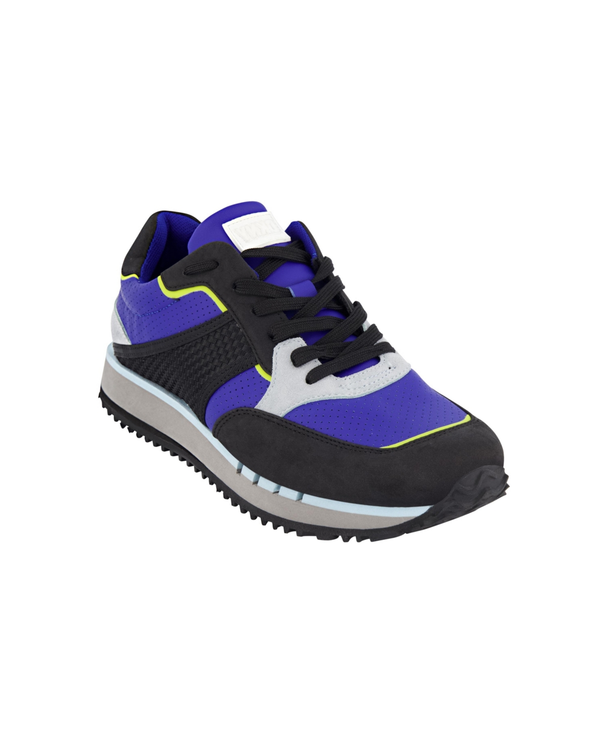 Shop Dkny Men's Mixed Media Lightweight Sole Runner Shoes In Blue