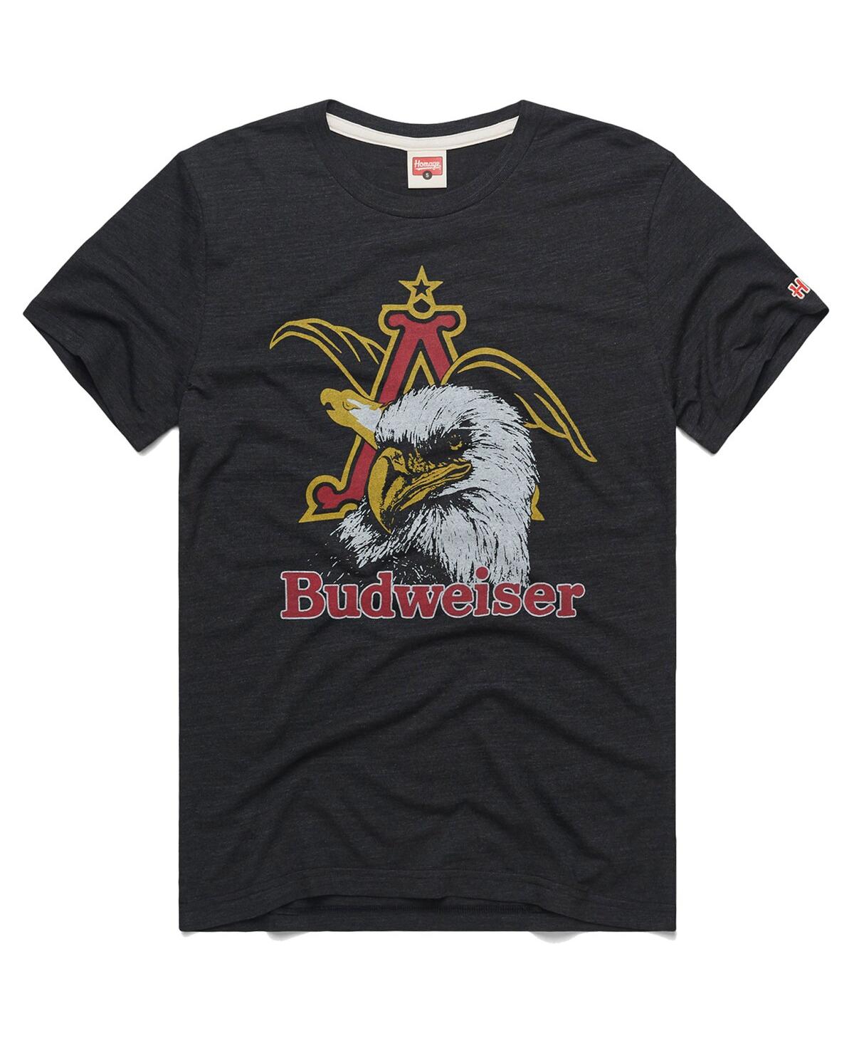 Homage Men's  Charcoal Budweiser Eagle Tri-blend T-shirt