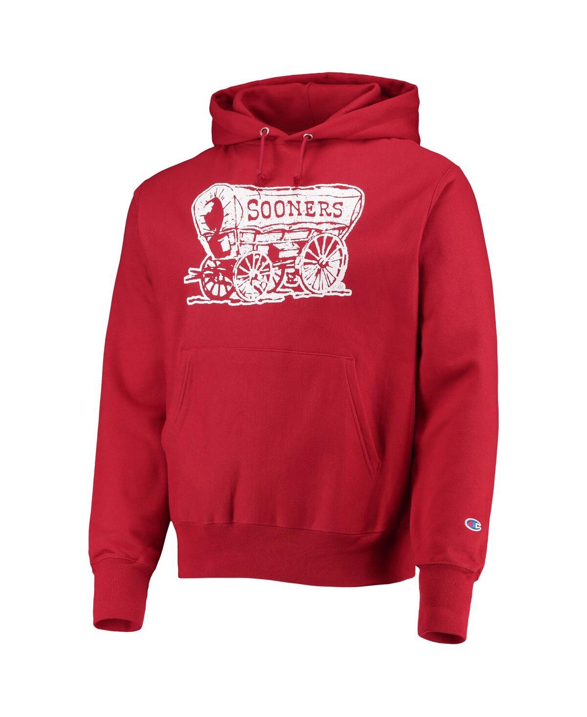 Champion Men's  Crimson Distressed Oklahoma Sooners Vault Logo Reverse Weave Pullover Hoodie In Crimson